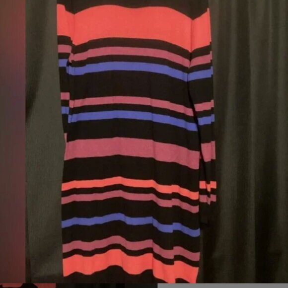GUC Merona Sweater Dress Long Sleeve Black w/Colorful Stripes Women's XL - Picture 3 of 5